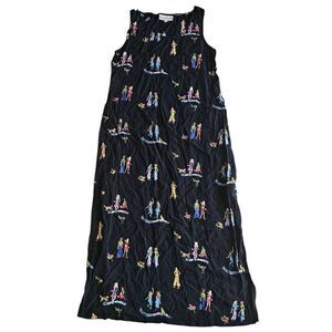 Vintage David Dart 90s summer all over print people dress made in USA Sz PM